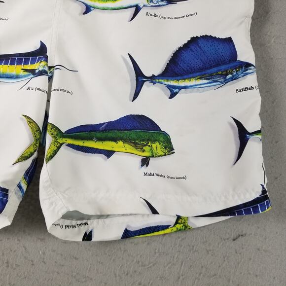MKS Unlimited Swim Shorts Mens 38 Fish Print Board Trunks Lined Pockets Beach - Picture 5 of 16